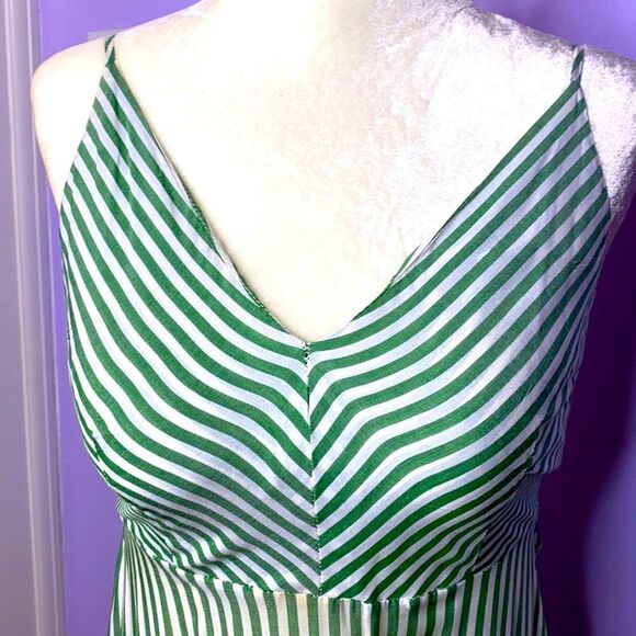 Green and White striped Maxi Dress - Picture 1 of 9